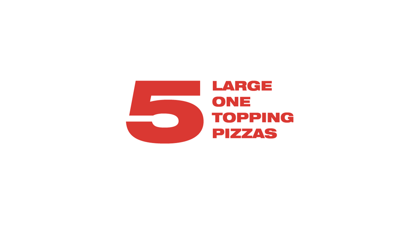 5 - 1 TOPPING PIZZAS image